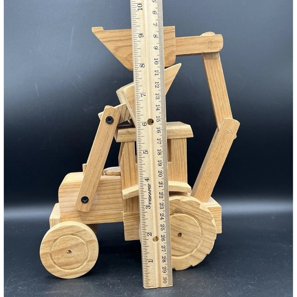 John Deere Wooden Toy Tractor Front Loader And Backhoe - Moving Parts